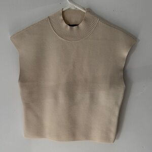 Express Ribbed Mock Neck Sleeveless Top - Cream